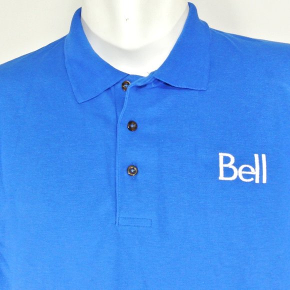 BELL Canada Telephone Employee Uniform Men's Blue Polo Shirt Size M Medium - Picture 2 of 12